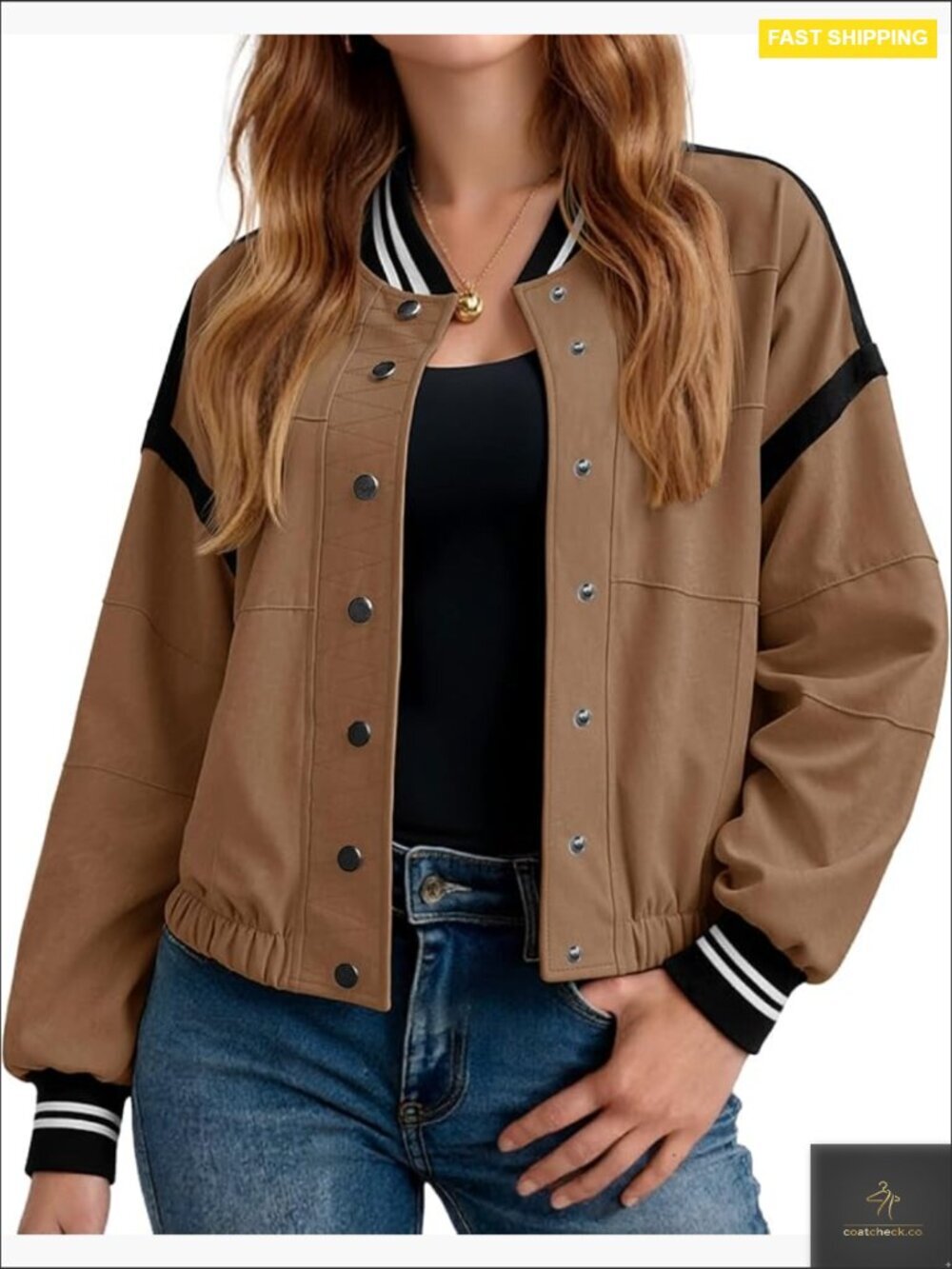 Cropped Bomber Jacket Oversized Button Down Lightweight Utility Coat with